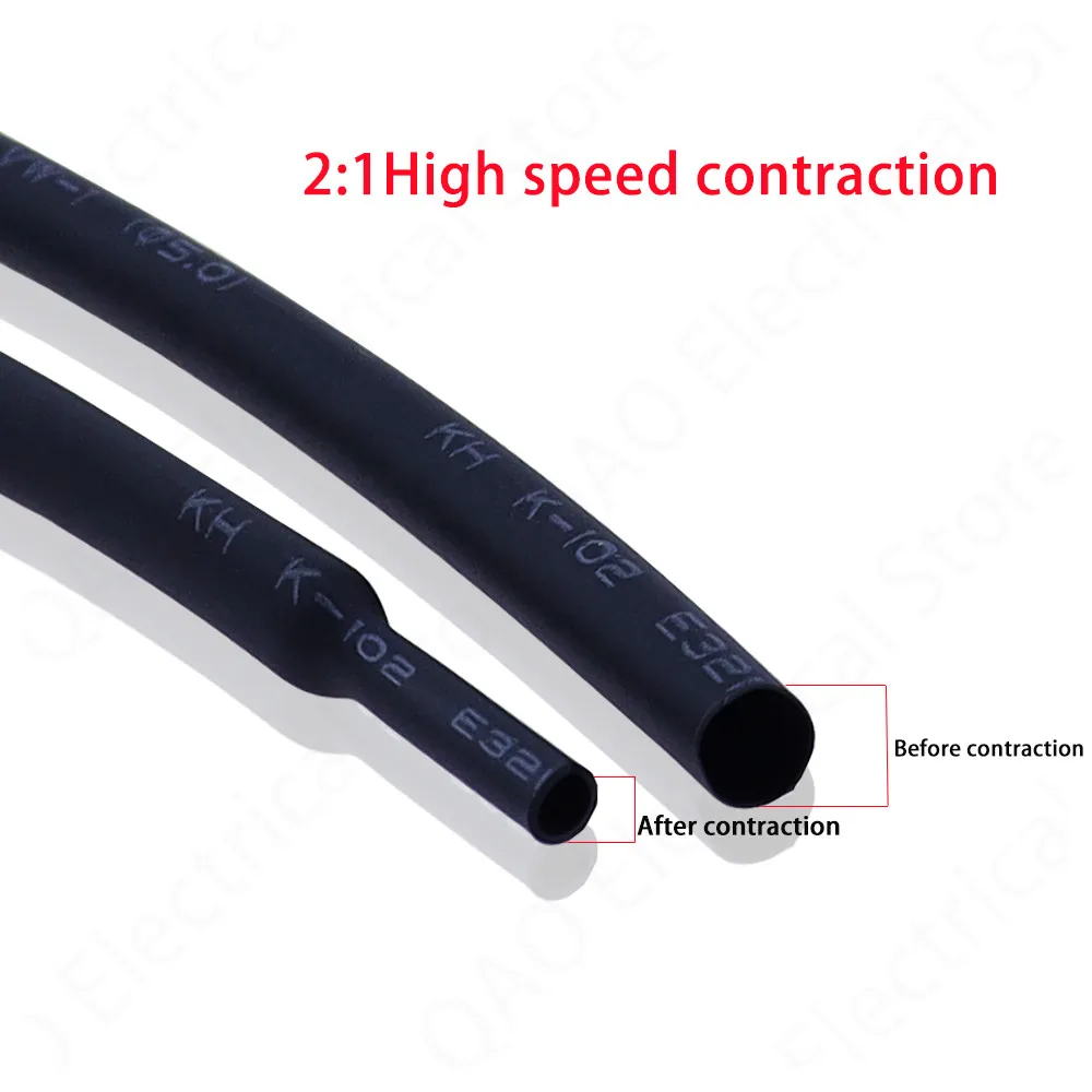 5 /1 METER/LOT BLACK 1mm 1.5mm 2mm 2.5mm 3mm 3.5mm 4mm 5mm 6mm Heat Shrink Tubing Tube