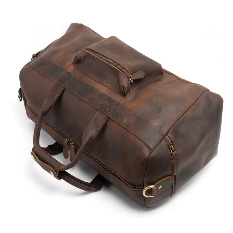 Imagem -03 - Luufan Grande Capacidade Bolsa de Viagem de Couro Genuíno Viagem Duffle Bolsas Vintage Bagagem Viagem de Negócios Viajando Weekender Bag