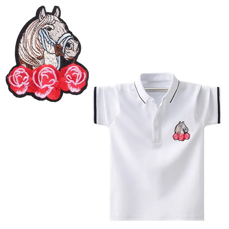 Strawberry horse rainbow heart Patches For Stripe Clothes Patch A-level Washable Iron On Applique DIY Clothing Sticker