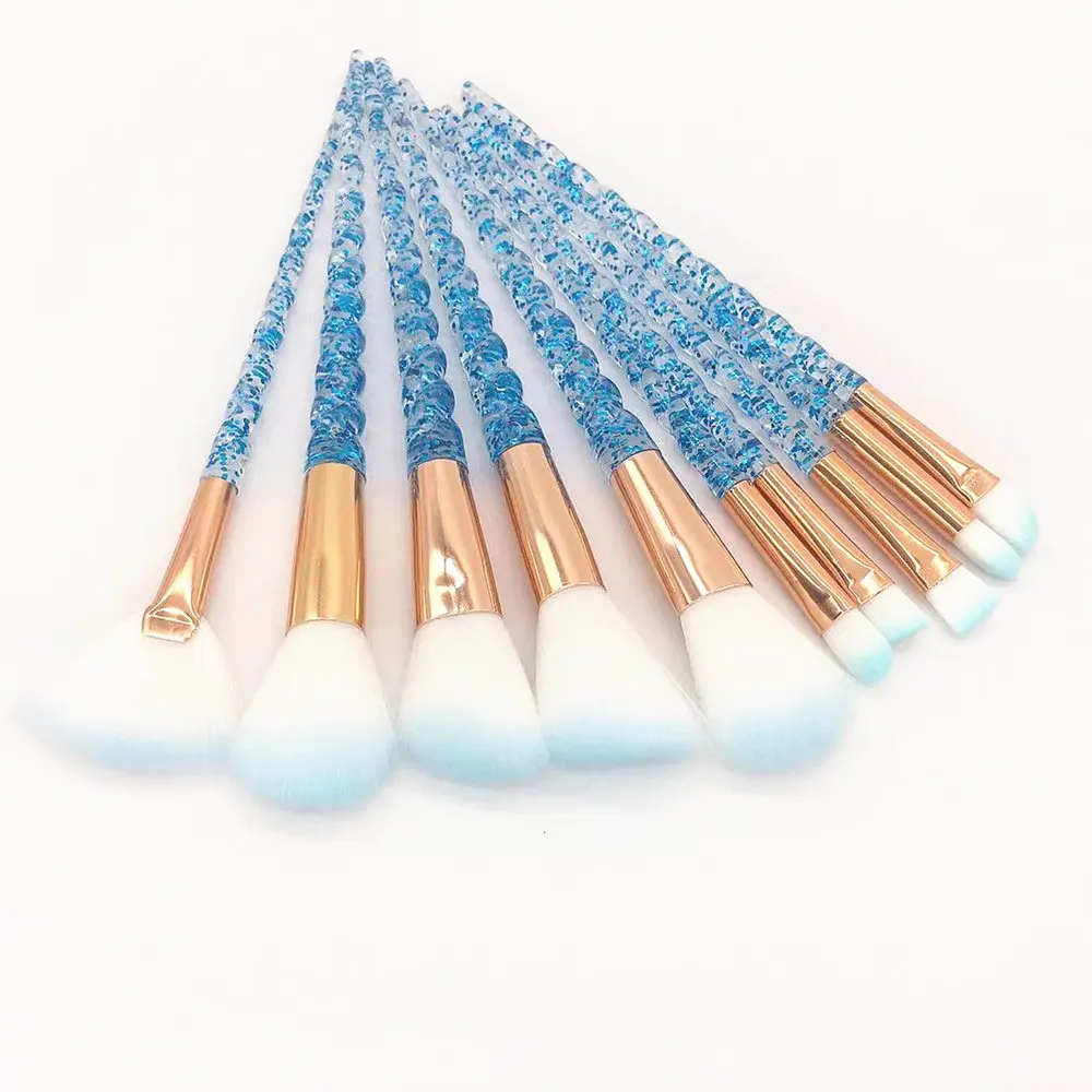 10pcs Unicorn Makeup Brushes Set Crystal Spiral Handle Foundation Blending Powder eyeshadow eyebrow Make Up Brush Cosmetic Tools