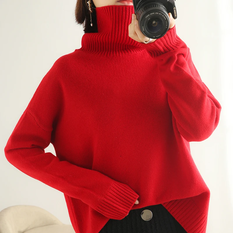 BELIARST 2022 New Autumn and Winter Hot Selling 100% Pure Wool Sweater Women's Turtleneck Thickened Pullover Sweater Wild Base