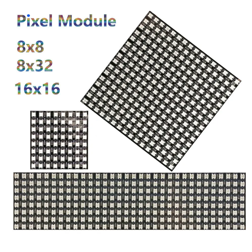 DC5V WS2812B 8*8 16*16 8*32 panneau d'écran Flexible matrice de pixels 5050 RGB adressable individuellement 3 broches Luces Led Module numérique