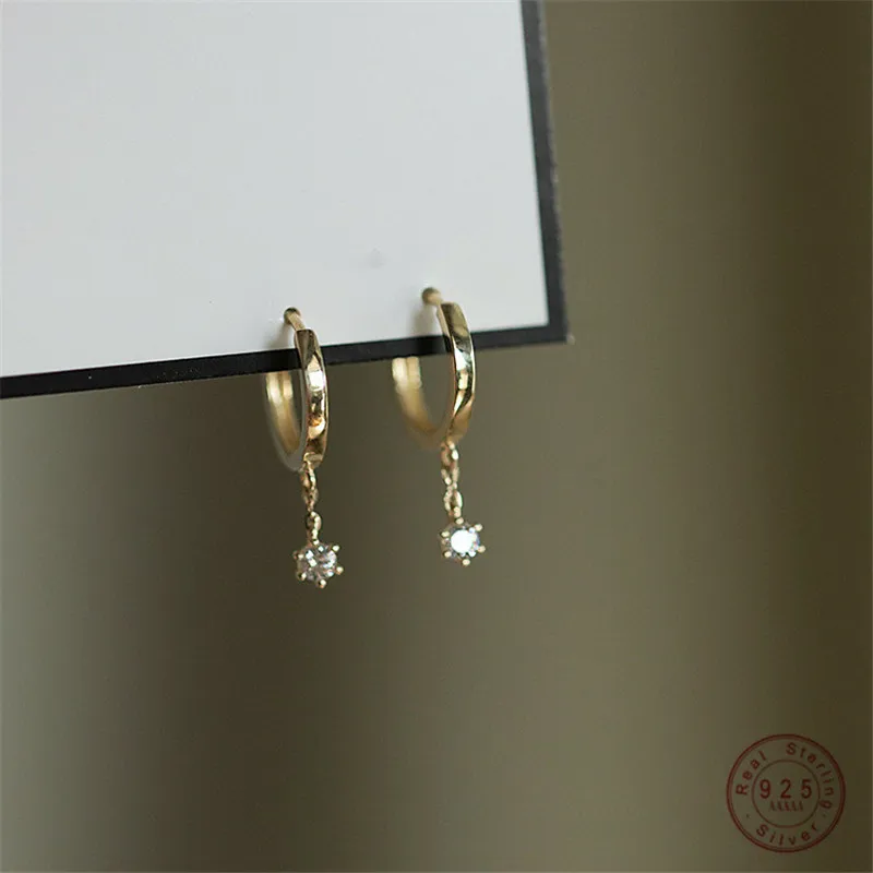 925 Sterling Silver koreańska wersja małe cyrkonią kolczyki dla kobiet klasyczna moda Wedding Party biżuteria prezent