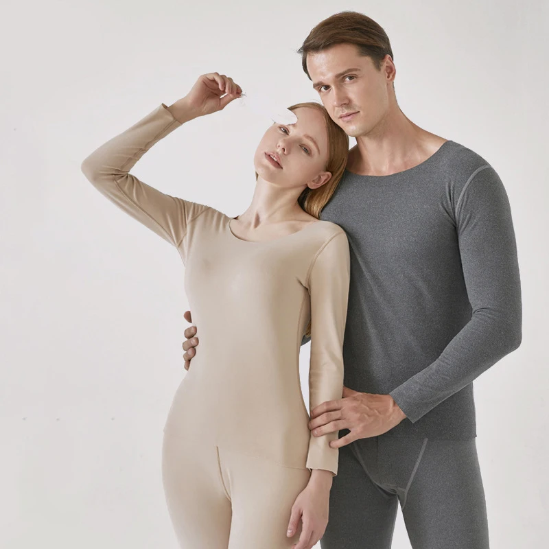 

Couple Thermal Underwear Autumn Winter Long-Sleeve Trousers Two-Piece Solid Color Round Neck Pullover Slim Warm Bottoming Shirt