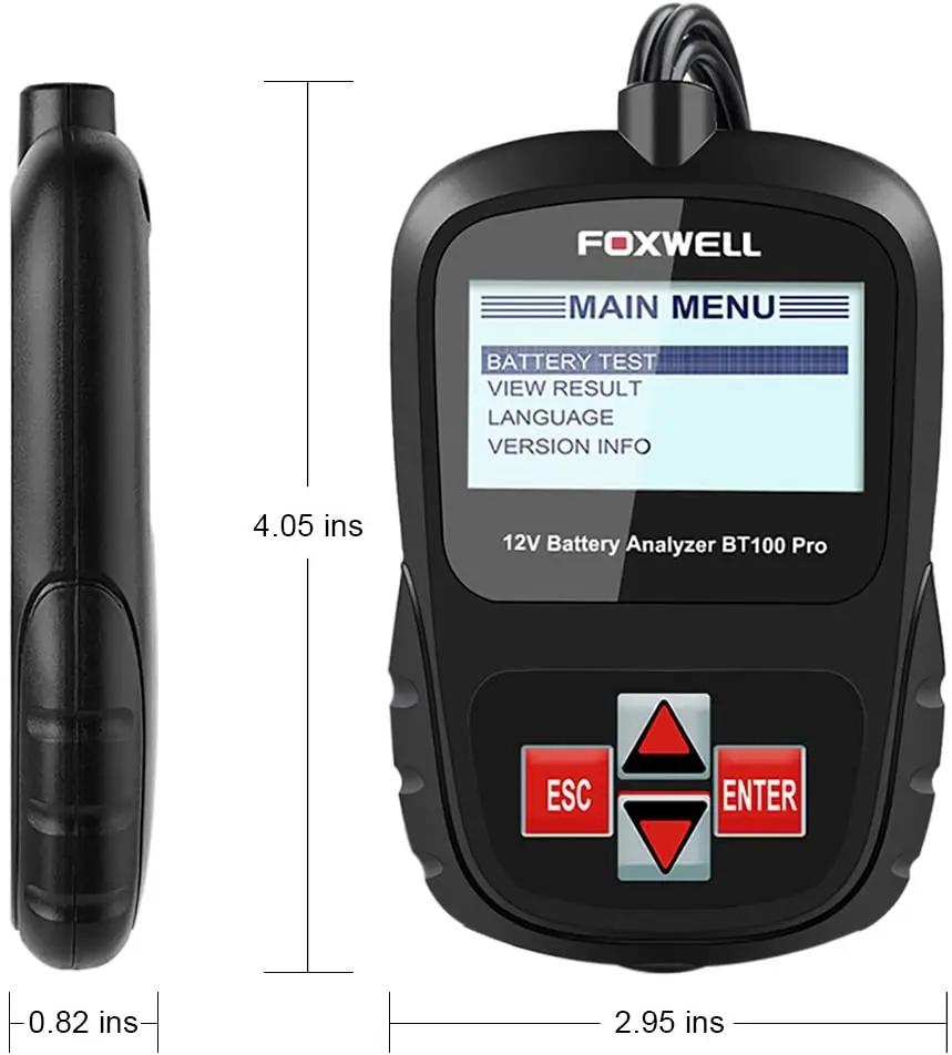FOXWELL BT100 Pro 12V Car Battery Tester 100-1100CCA 12V Digital Battery Analyzer Vehicle Cranking Charging Scanner Tool