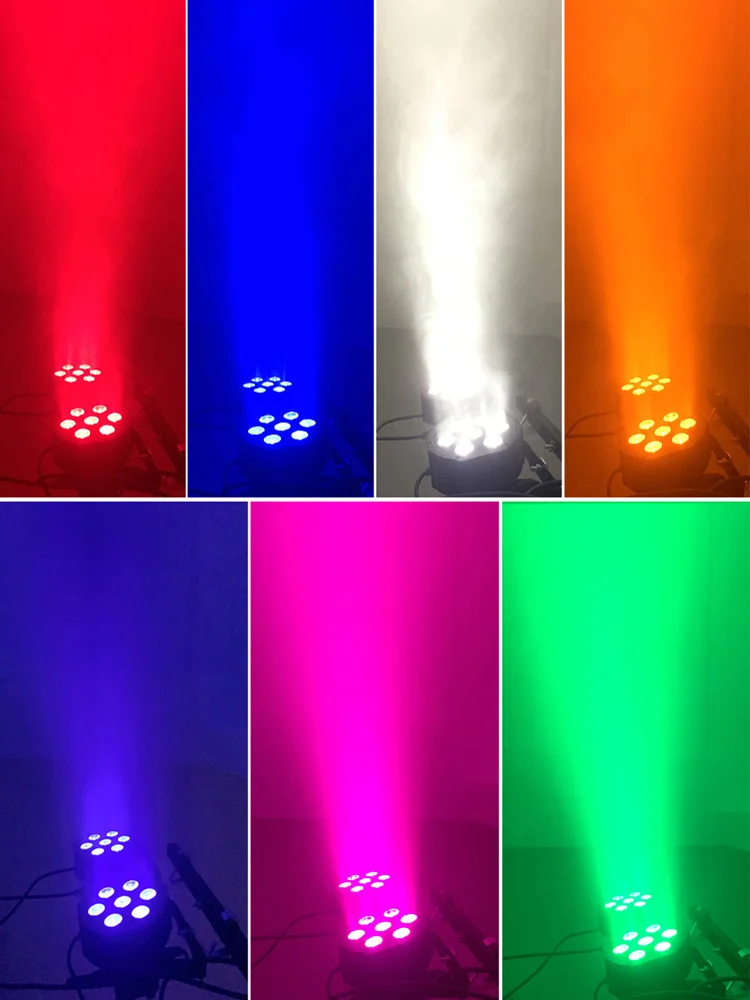 4 Stück 7x18W LED Flat SlimPar RGBWA UV-Licht 6in1 LED Wash DJ-Licht Bühnenbeleuchtung DMX512