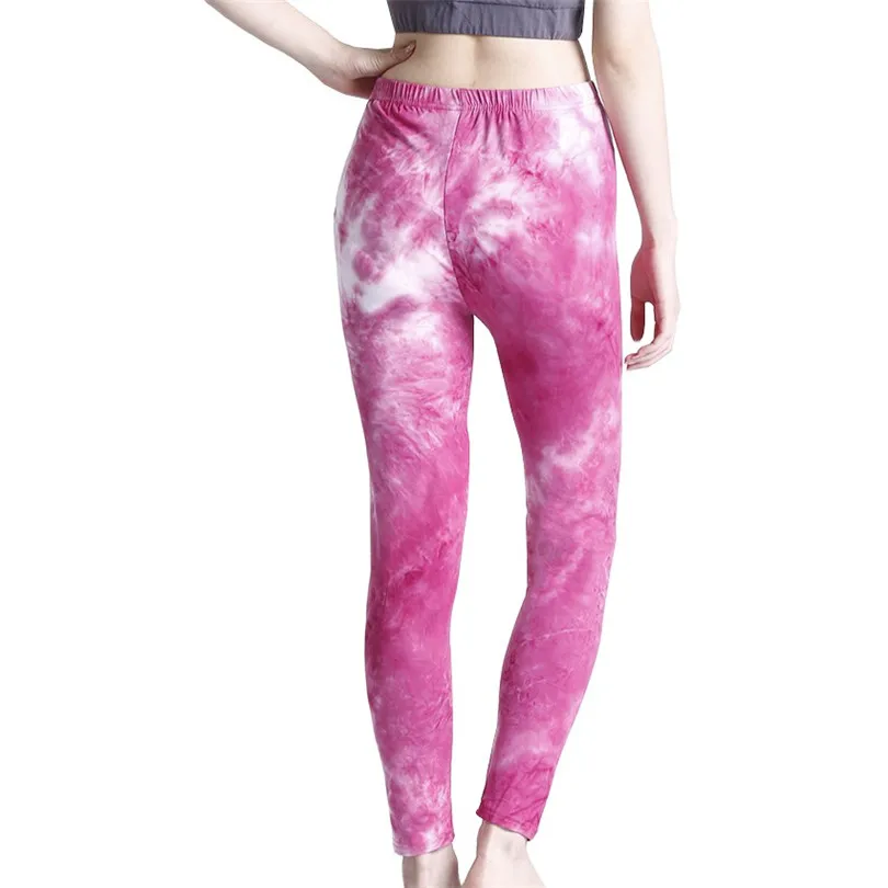 YRRETY-mallas deportivas de cintura alta para mujer, pantalones elásticos de realce para Fitness, correr, Yoga, gimnasio, Tie-Dye, rosa, envío directo