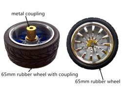 65mm*27mm Rubber Wheel With 4/5/6mm Metal Extension Coupling For Smart 2WD/4WD Robot Car Chassis Accessories DIY Education Toy