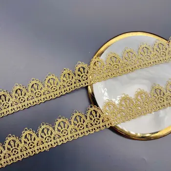 一方的な金糸レース生地 DIY ロリータ服衣服アクセサリー