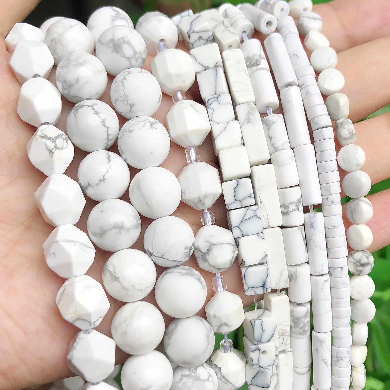 

Natural Stones White Howlite Turquoises Beads Matte Tube Faceted Round Loose Seed Beads for Jewelry Making DIY Handmade Jewelry