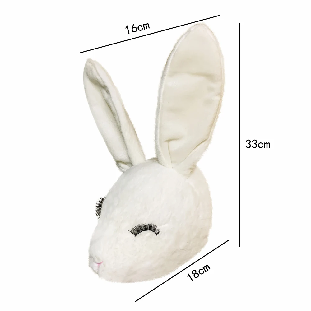 Bunny children Stuffed animal wall decoration animal head lovely rabbit head ear adjustable rabbit head Plush Toy for wall