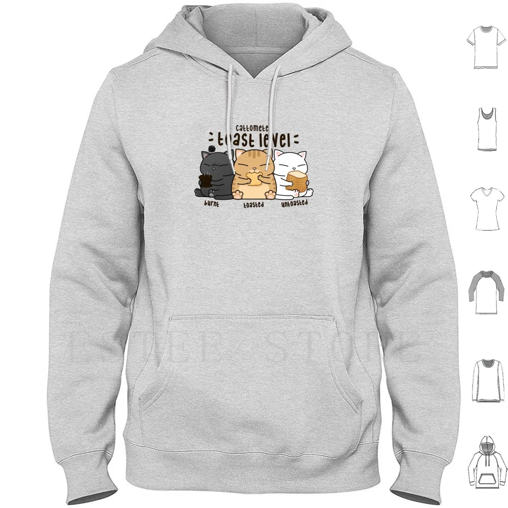 Chubby Cat Toast Level Hoodies Long Sleeve Cat Chubby Cat Chubby Cute Neko Meow Fat Cat Kitten Adorable Cute Cat