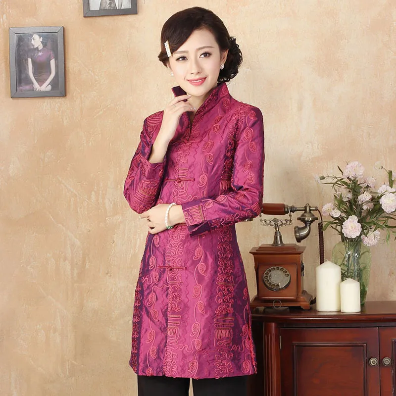 Novelty Clothes Fashion Coat Chinese Style Classic Lengthen Jacket Coat Oriental Women Outerwear Jackets Evening Party Overcoat