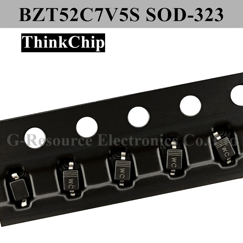 (100 шт.) BZT52C7V5S SOD-323 SMD 0805 диод со стабилизацией напряжения 7,5 в (маркировка WC)