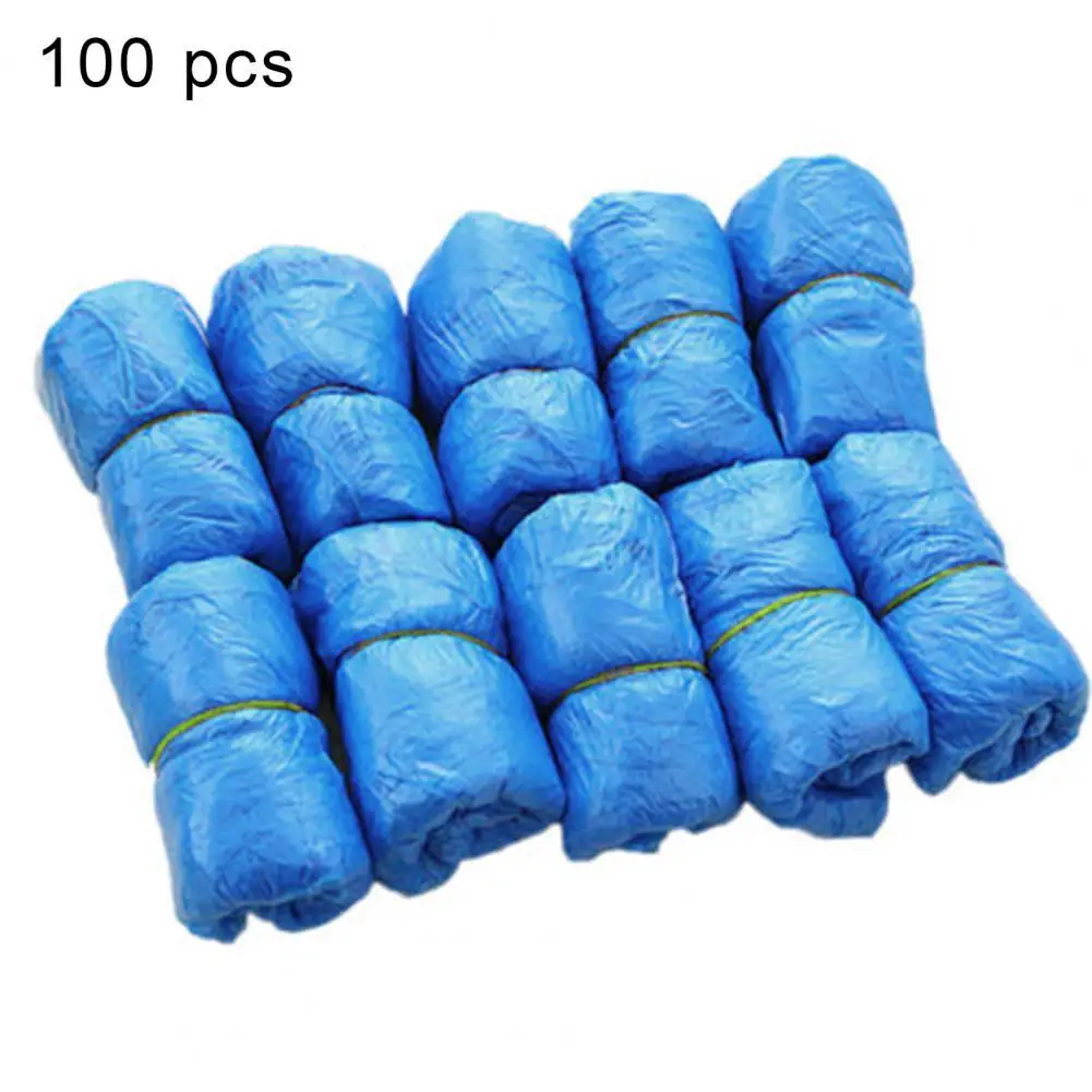 100Pcs Non-Slip Plastic Disposable Shoe Covers Cleaning Protective Overshoes for Hotel