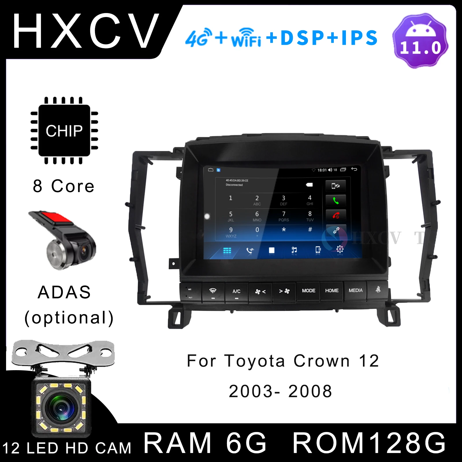 

HXCV Smart Car radio for Toyota Crown 12 car stereo with gps navigation 4G Android car radio bluetooth DAB+ Carplay 2003- 2008