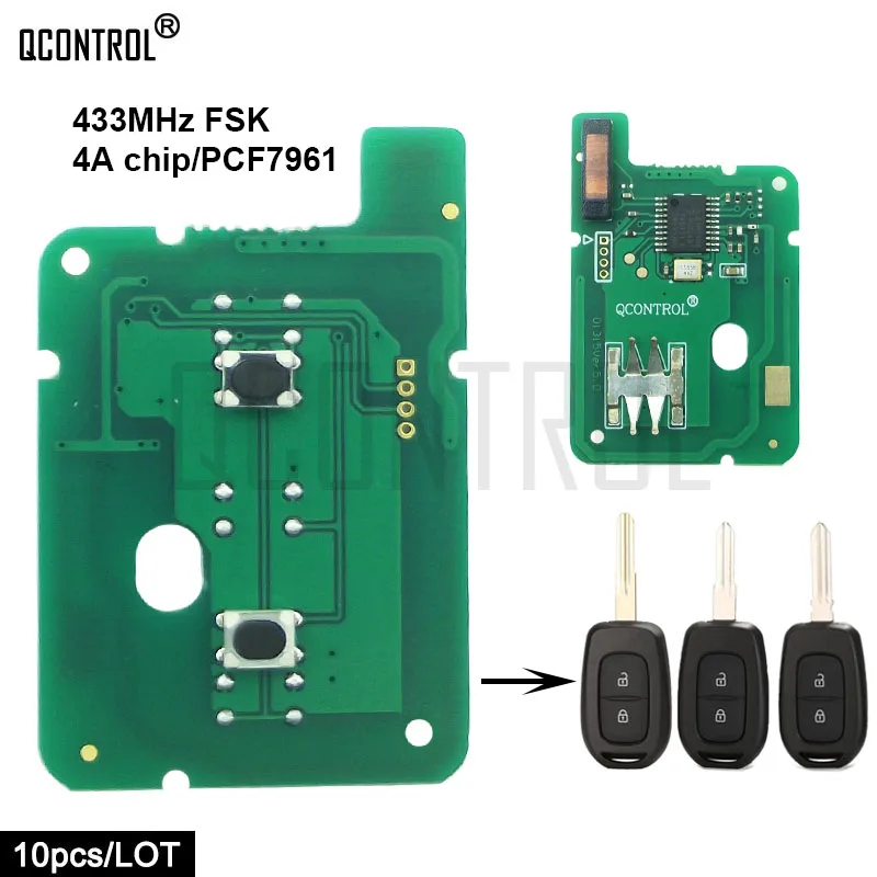 QCONTROL Car Remote Control Key Circuit Board for Renault Sandero Dacia Logan Lodgy Dokker Duster Chip PCF7961M HITAG AES 433MHz