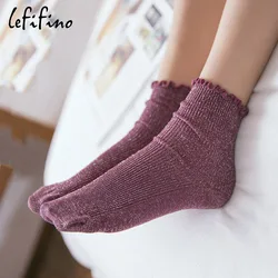 Fashion Retro Shining Surface Daily Women's Socks Pure Cotton Sweet Girl Rib Knit Spring Summer Socks Shiny Woman Simple Socks