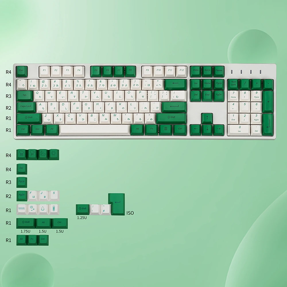 

Колпачок для клавиш Cherry Mx Gateron Kailh, японская механическая клавиатура с переключателем, цвет зеленый/белый, профиль вишни, PBT