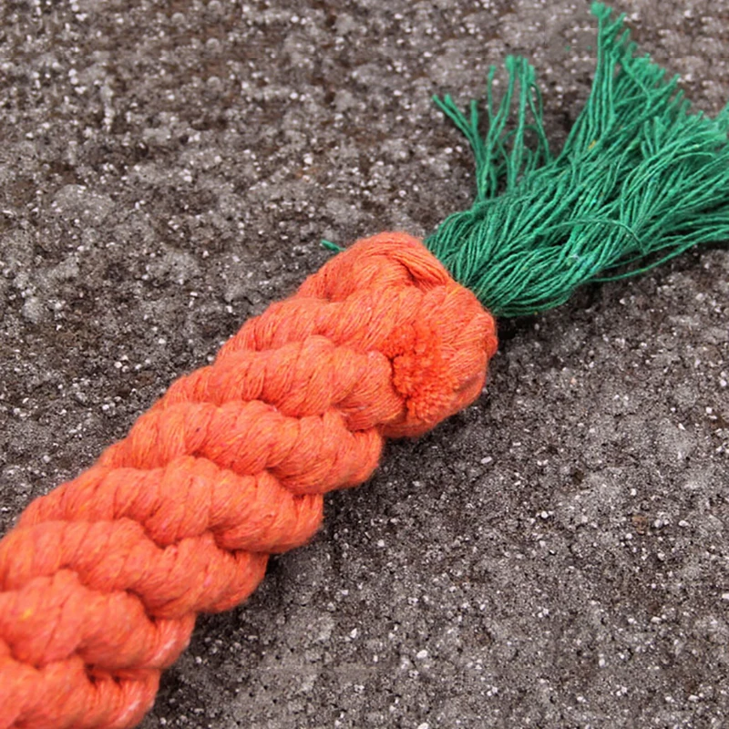 New Pet Puppy Rope Dog Cotton Chew Toy Ball Play Clean Teeth Dog Knot Carrot Toy Braided Rope Carrot Toys Dogs Cat Pet