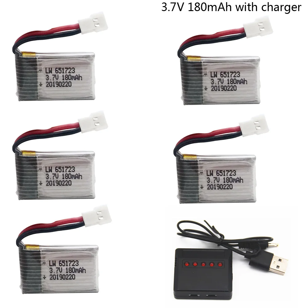 

Lipo Battery For H8 Mini 3.7v 180mah 30C battery For H2 H8 H48 U207 With Charger For Quadcopter Spare parts 3.7v Battery for H8