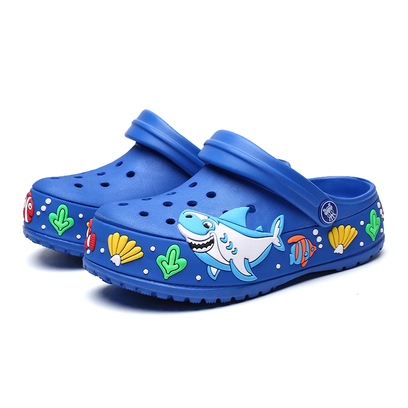 2021 New Children Sandals Summer Hole Shoes Rubber Kids Shark Garden Shoes For Boy Girl Beach Flat Slippers