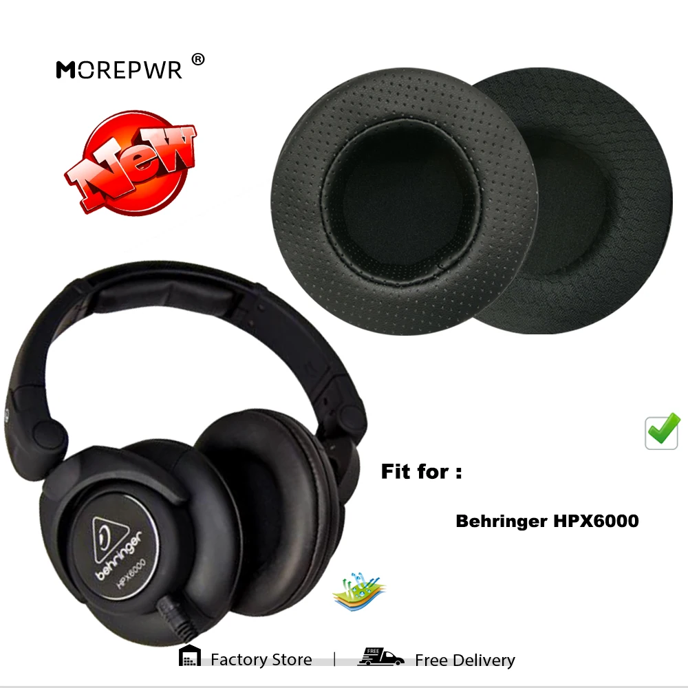 

Morepwr New Upgrade Replacement Ear Pads for Behringer HPX6000 Headset Parts Leather Cushion Velvet Earmuff