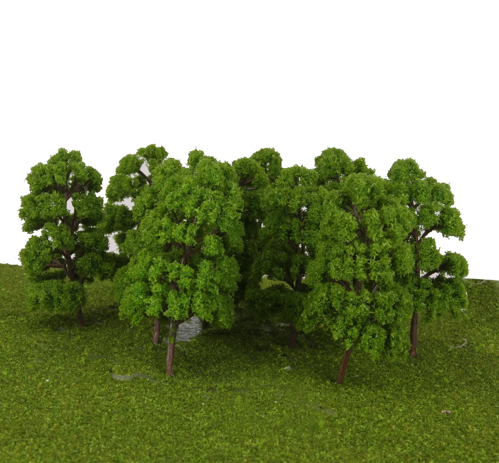 10 Green Model Trees 1:75 HO Scale Train Railway War Game Diorama Scenery image 6