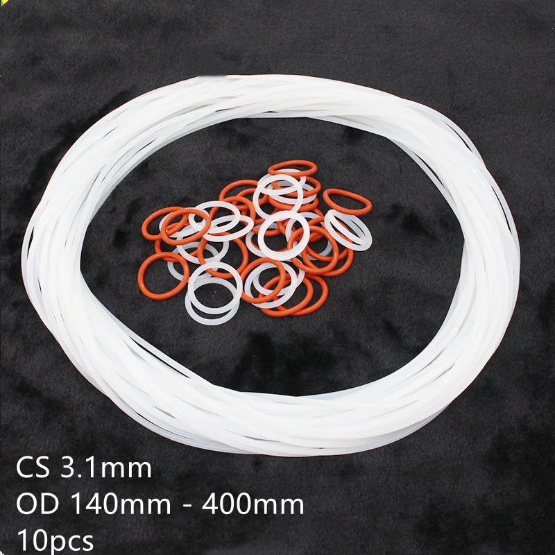 

CS 3.1mm 10x VMQ O Ring Seals Silicone Rubber Gaskets OD 140mm - 400mm