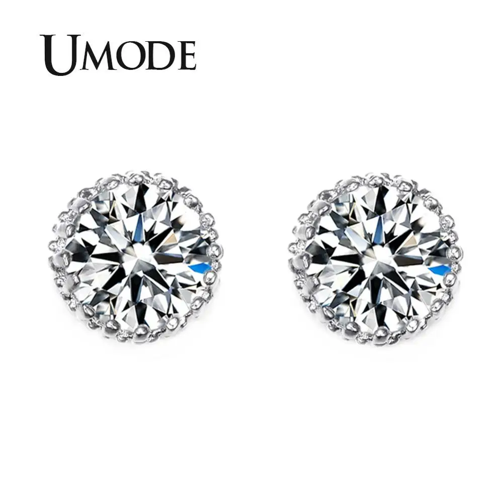 UMODE Multi Prongs 8mm 2ct Top Quality CZ Cubic Zirconia Stud Earring UE0013