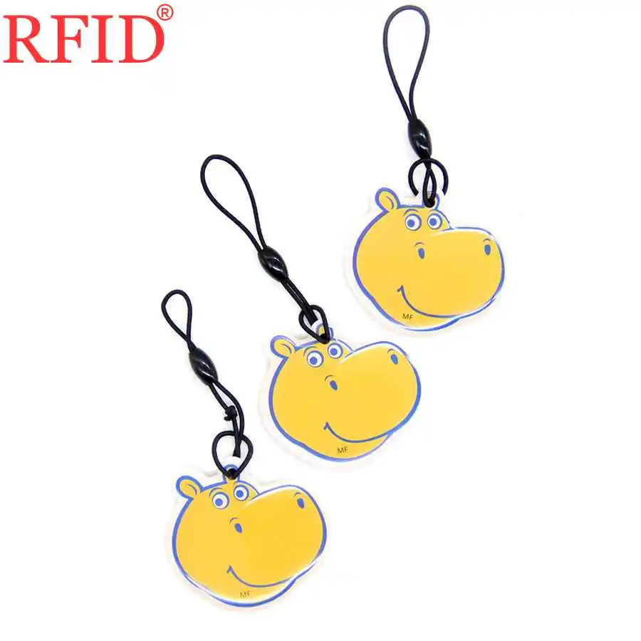 UID S50 1K RFID Tag Key fobs Changeable Mif 13.56MHz Rewritable Writable IC Card Cartoon Dropping Glue Keyfob Keychain 1pcs