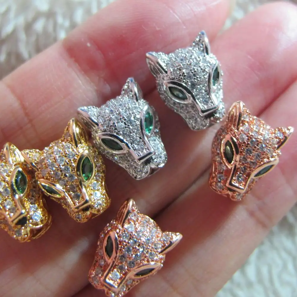 

Leopard Head Stud Earrings Paved Cubic Zirconia Stone Animal Panther Studs for Men or Women Party Jewelry Wholesale