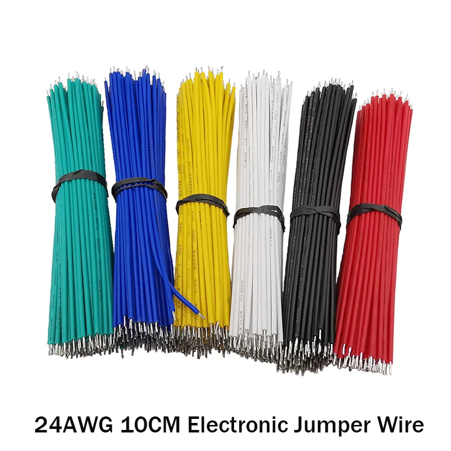 100Pcs Breadboard Jumper Wire Tin-Plated PCB Solder Cable 10CM 24AWG Electronic Wire Connector White Black Green Red Blue Yellow