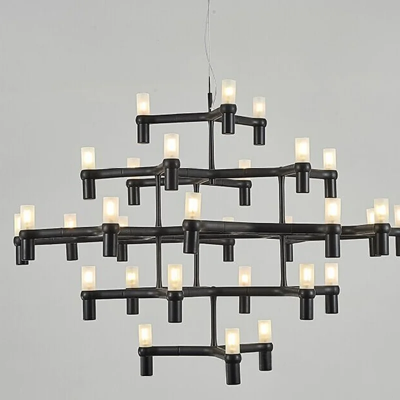 

Nordic Postmodern Lighting Black/white/Chrome/Gold 12/30 Heads Aluminum Candle Pendant Light