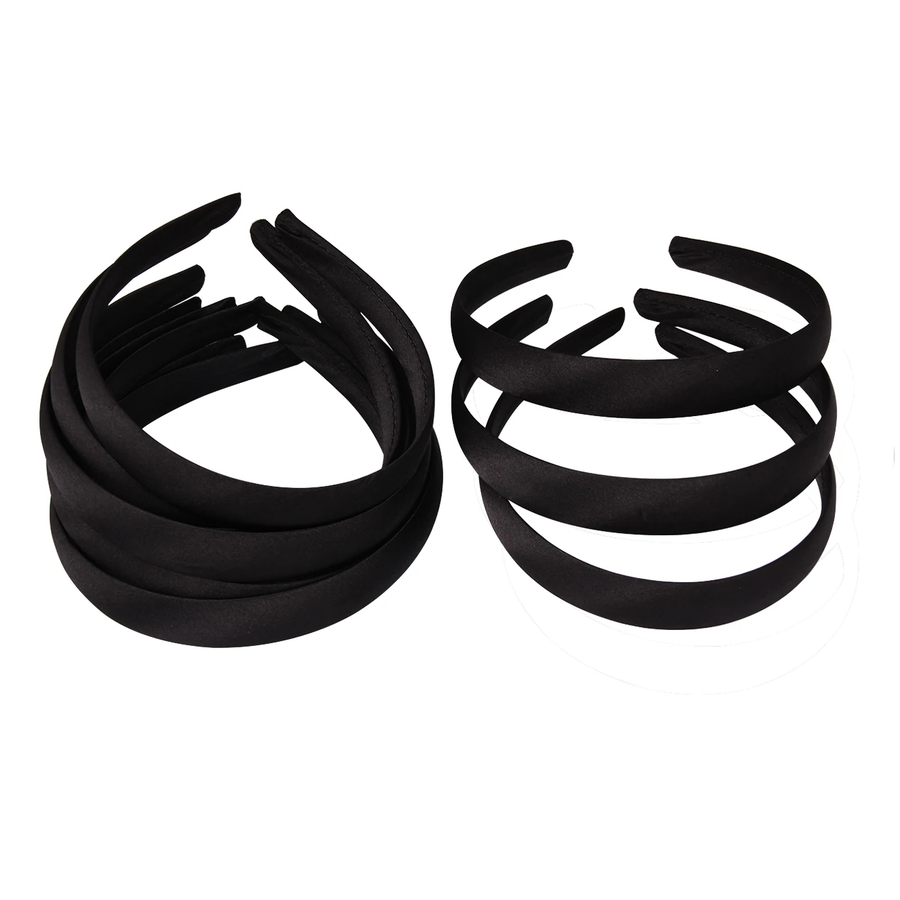 10pcs 2cm Black White Satin Covered Resin Hairbands for Women Girls Kids Elastic Solid Ribbon Hair Bands DIY Tiara Hair Hoops