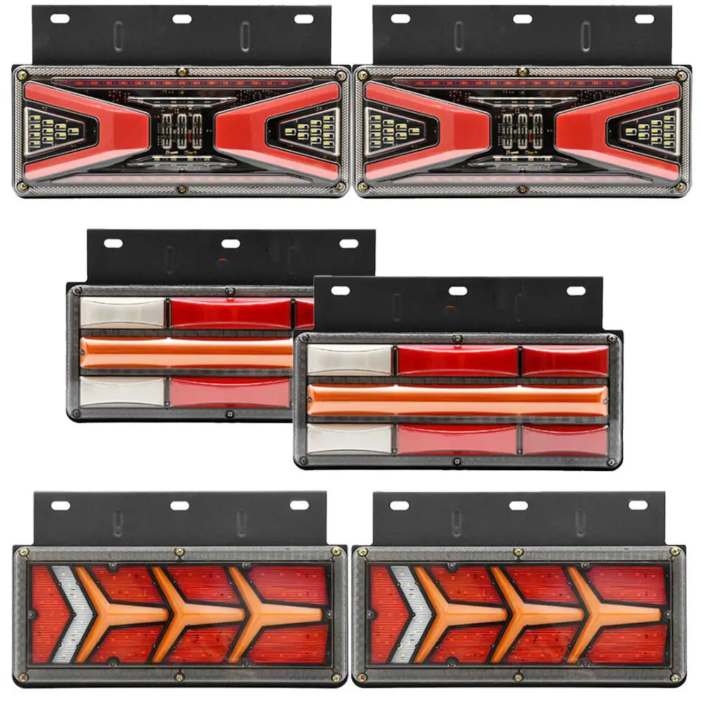 2Pcs 12V 24V Waterproof LED Taillights Trailer Truck Stop Rear Tail Light Parking Brake Reversing Traffic Lamp Warning Fog Light