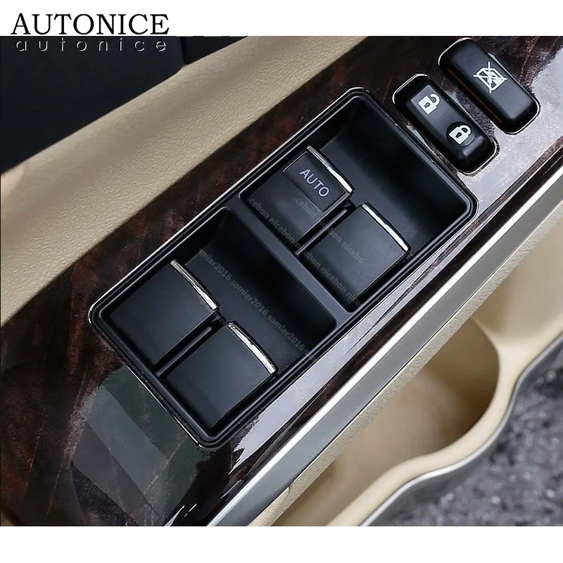 7pcs Window Lift Button Sequins Trim Fit for Toyota Prado Camry Corolla RAV4 Highlander Auris Sienna 4runner Tundra Land Cruiser