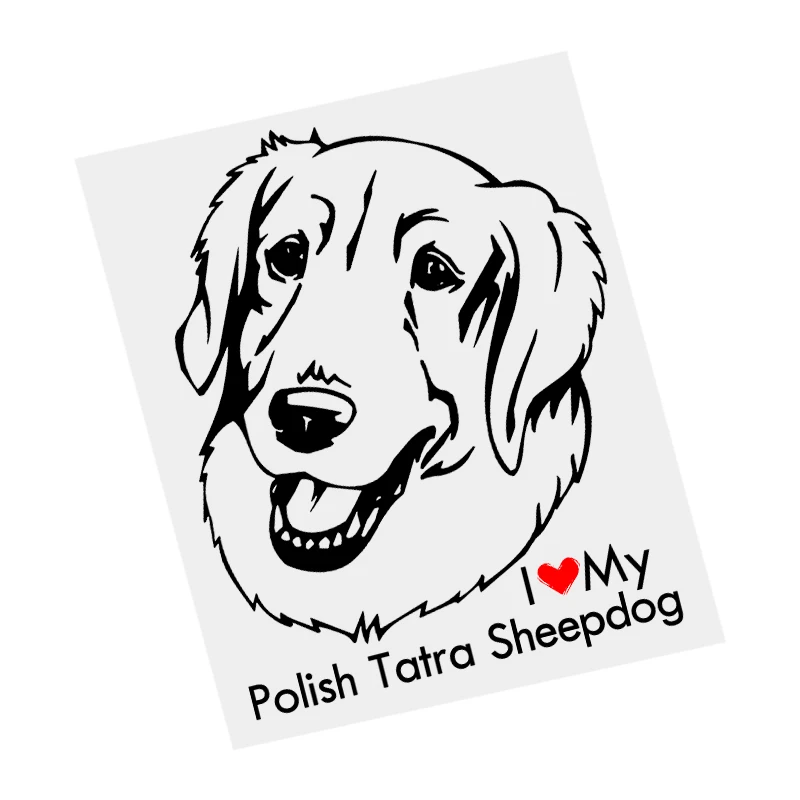 S61628# I Love My Polish Tatra SheepDog  Black Transparent Car Sticker Vinyl Decal Waterproof Decors for Motorcycle Bumper