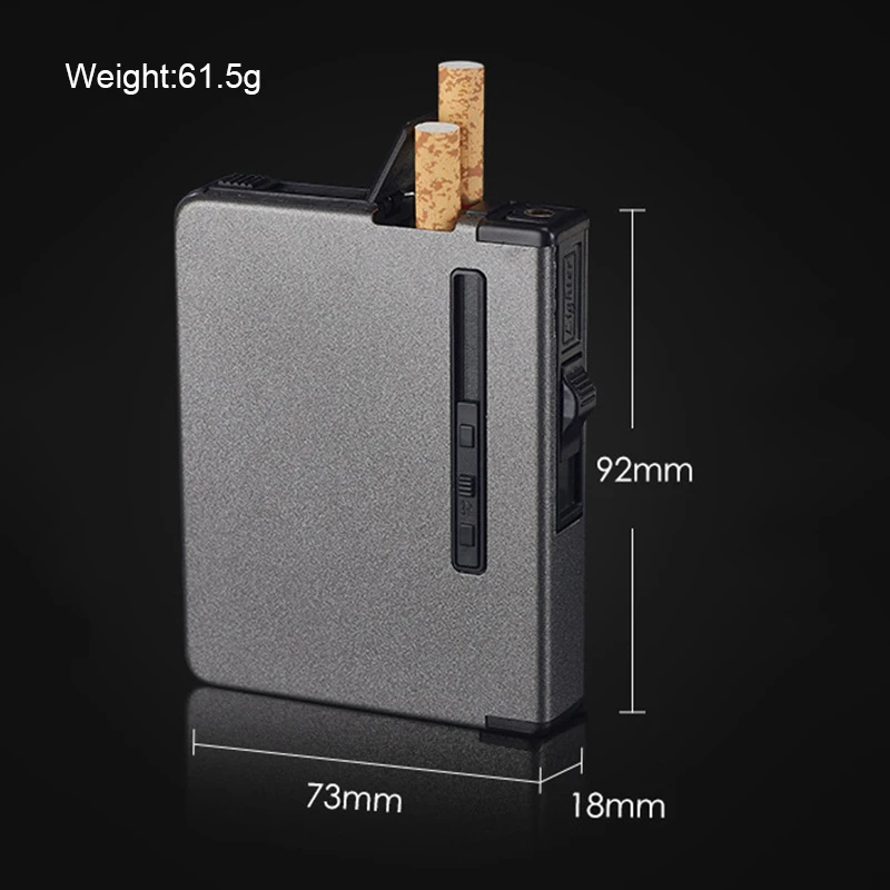 2 in 1 Cigarette Case & Lighters Metal Box Holder Windproof Flame Fire Gas Refillable Lighter