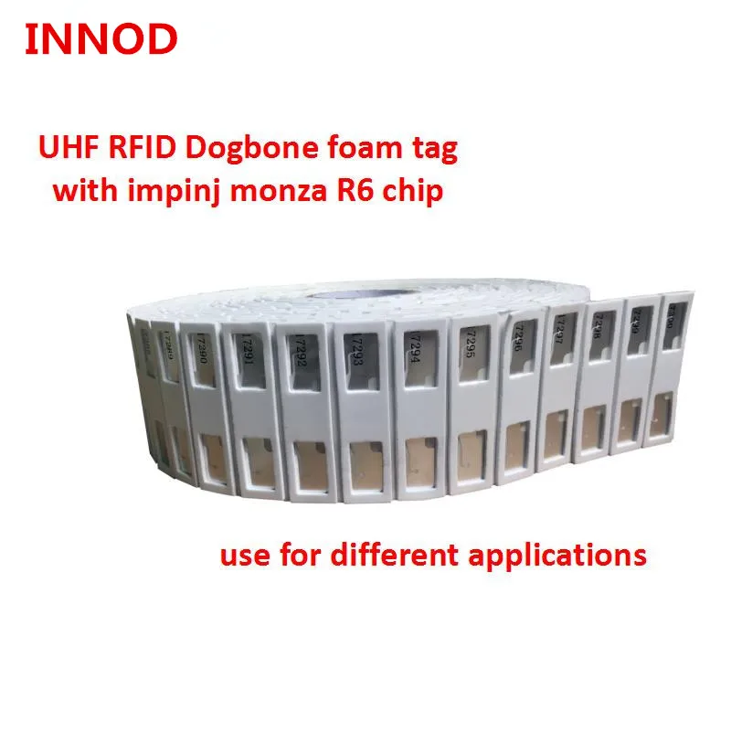 2500 قطعة/لفة إمبينج مونزا R6 dogbone Smartrac uhf rfid العلامات ملصق التسمية السلبي iso18000-6c توقيت رقاقة طويلة المدى