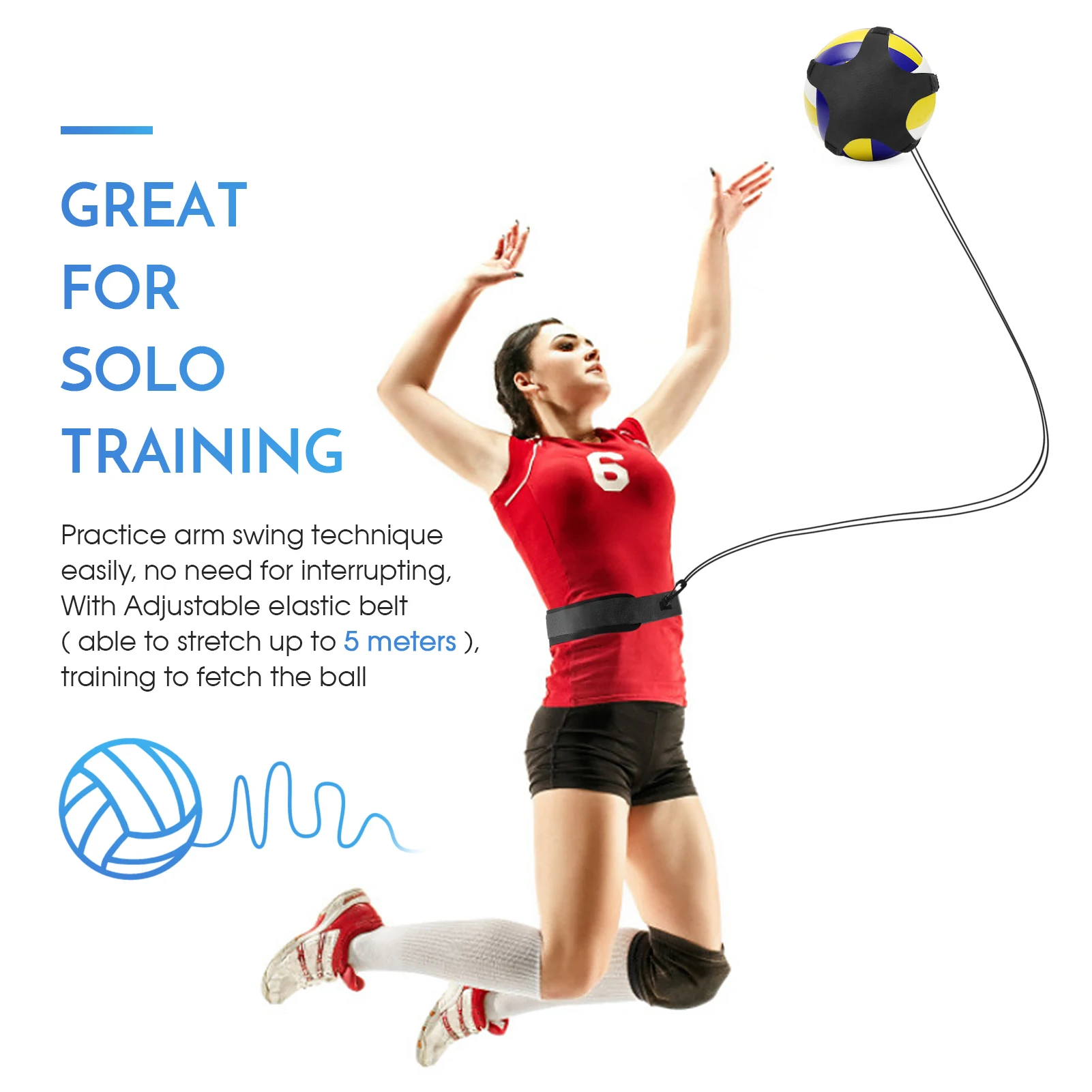 Volleyball Training Equipment Aid Training Belt Solo Practice Trainer for Serving and Arm Swing Serve Trainer for Beginners