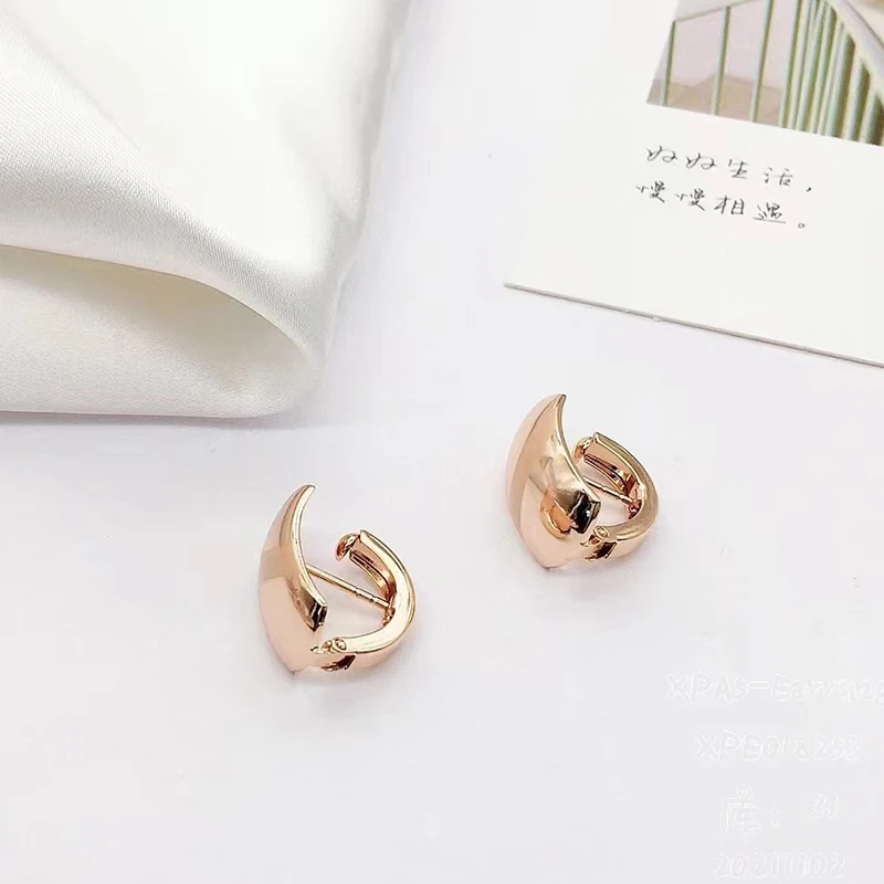 Kinel Hot Fashion Glossy Dangle Earrings 585 Rose Gold Unique Simple Geometry Earrings Women High Quality Daily Fine Jewelry image 5