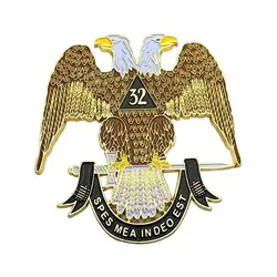 Gold Masonic Car Emblem, Cut Out Scottish Rite Eagle, Masonic Sticker, Auto Truck, Motorcycle Decal, Red Adhesive Badge, 3
