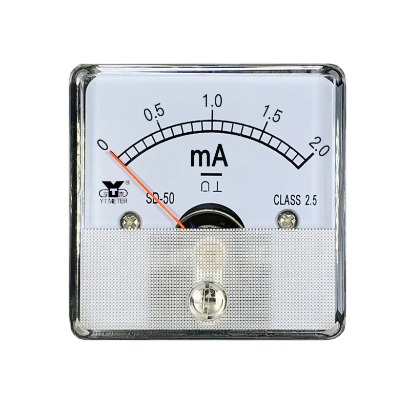 Sd50-a DC milliammeter 1mA 2mA 3mA 5mA 10mA 20mA 30mA 50mA 100mA 200mA 300mA 500mA مقياس التيار الكهربائي 45*45 مللي متر مؤشر أداة installa