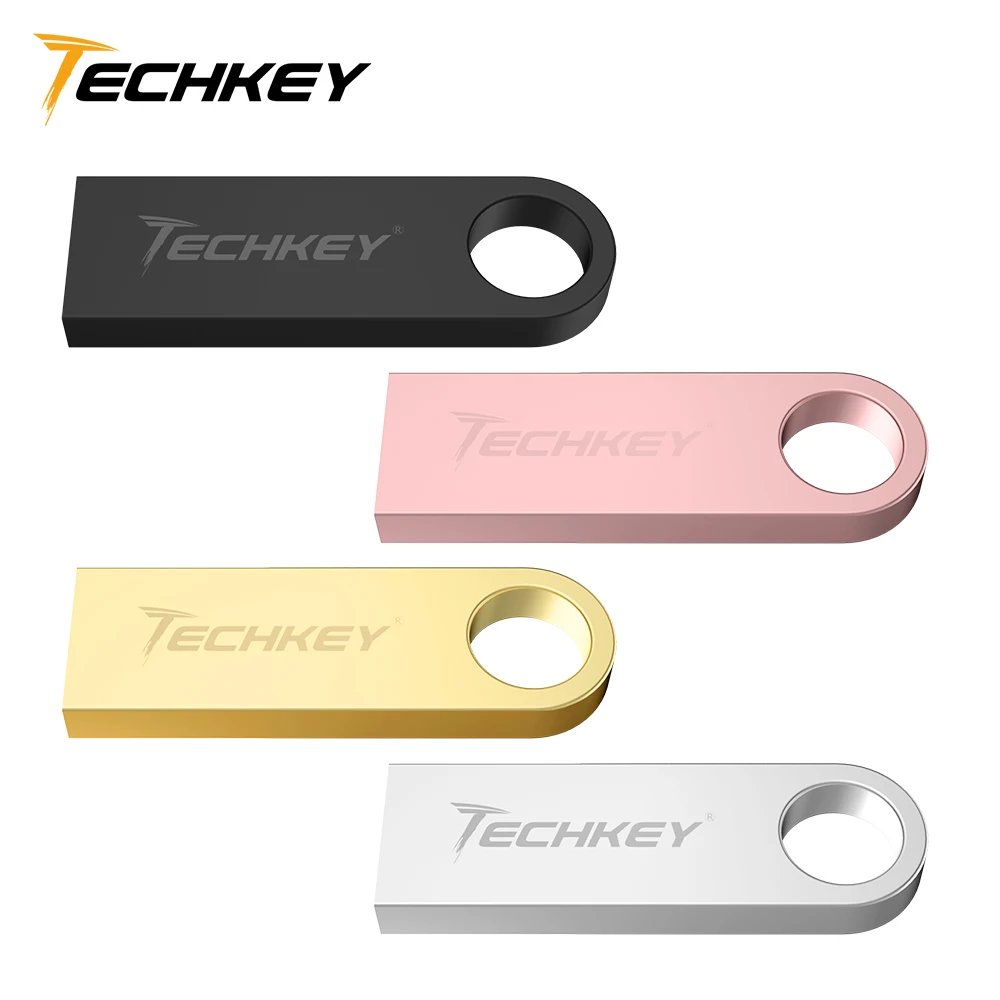 Usb Flash Drive 32gb 16gb 8gb TECHKEY Pen Drive флэш-накопител 128gb 64gb pendrive waterproof u disk 4 pieces Pen Drive for PC