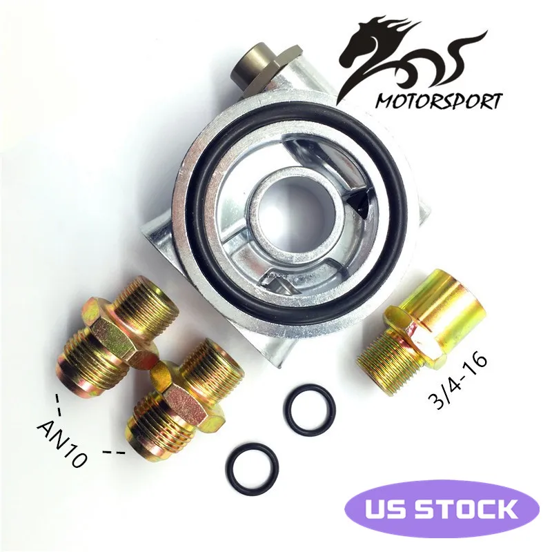 UNIVERSAL AN10 OIL COOLER ADAPTER SANDWICH TURBO WITH Thermostat And FITTING 3/4-16 UNF