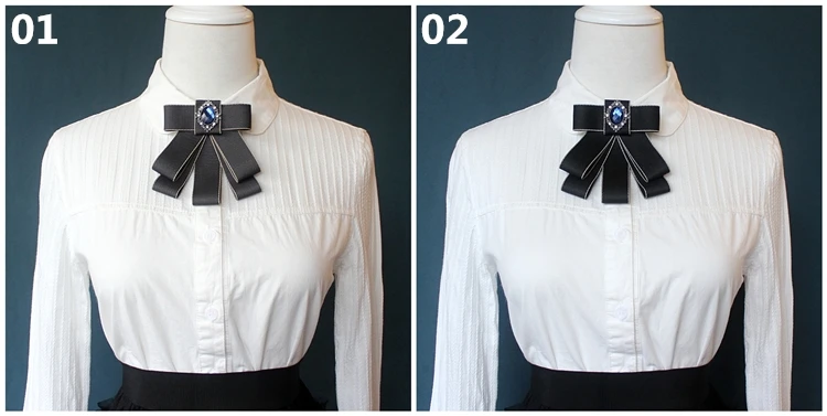 Korean Band Perle Fliege Broschen für Frauen Kristall Strass Krawatte Pins männer Anzug Hemd Collor Kleidung Zubehör – Detail 2