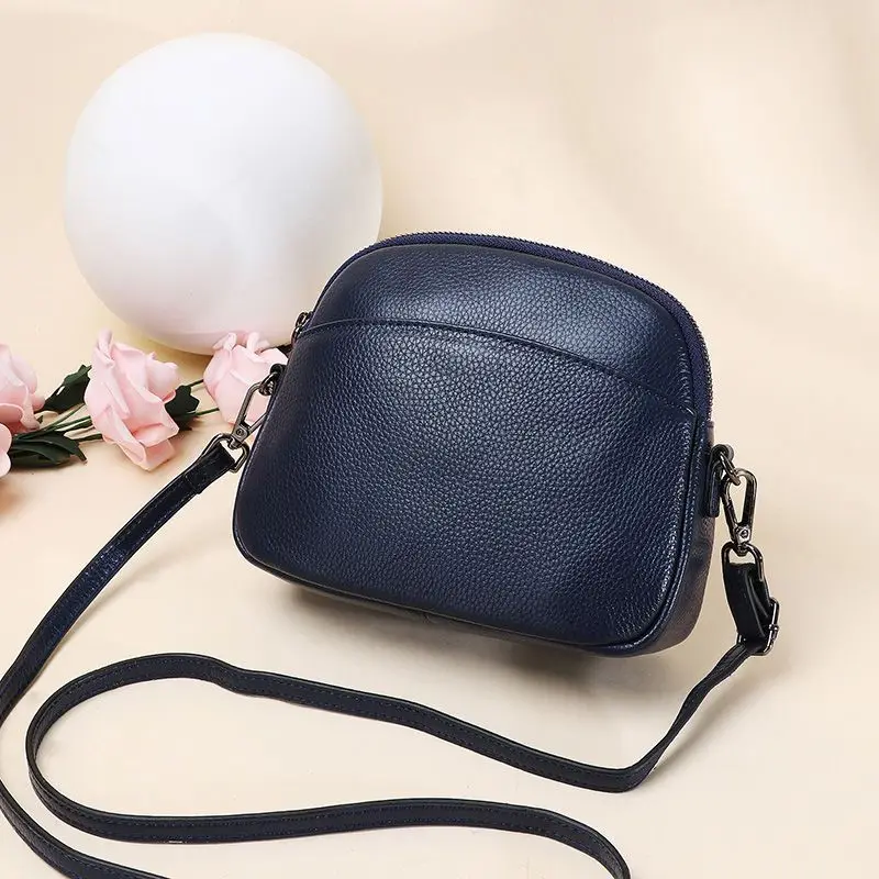 Genuine Leather Cross Body Bag Women Casual Shell Cow Leather Woman\'s Handbag Girl Ladies Solid Shoulder Messenger Bags Clutch