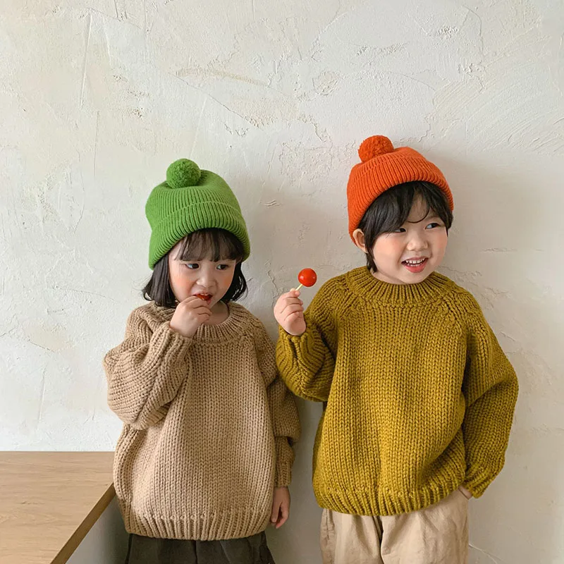 MILANCEL Kids Clothes Solid Sweater for Brothers and Sisters Korean Children Outwear Girls Sweaters