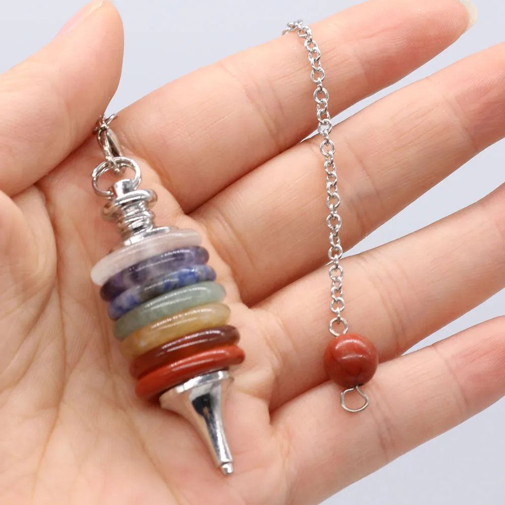 

Natural Stone Chakra Pendulum Radiesthesia Dowsing Divination Crystal Pendant Merkaba Necklace Healing Energy Shuttle Jewelry